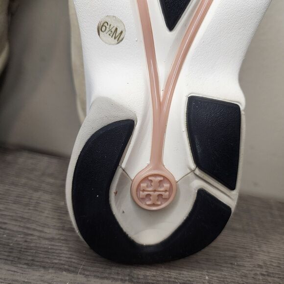 Tory Burch Good Luck Trainer Sneakers Pick Tan Suede Shoes Womens Size 6.5 - Picture 14 of 16